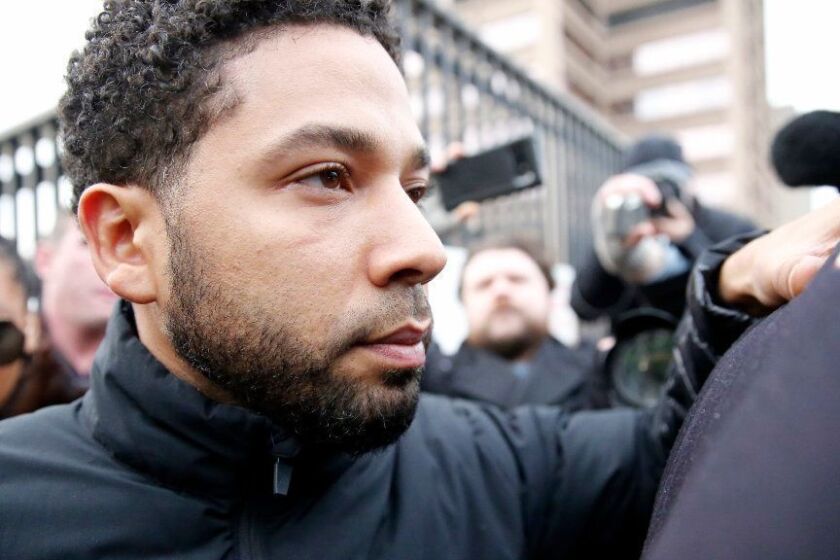 CHICAGO, ILLINOIS - FEBRUARY 21: Empire actor Jussie Smollett leaves Cook County jail after posting bond on February 21, 2019 in Chicago, Illinois. Smollett has been accused with arranging a homophobic, racist attack against himself in an attempt to raise his profile because he was dissatisfied with his salary. (Photo by Nuccio DiNuzzo/Getty Images) ** OUTS - ELSENT, FPG, CM - OUTS * NM, PH, VA if sourced by CT, LA or MoD **