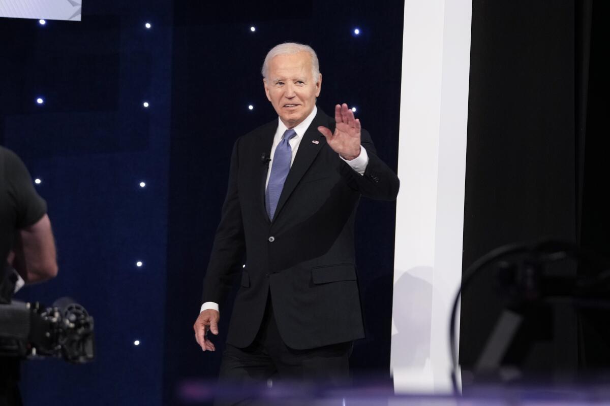 President Biden takes the stage for his debate with former President Trump on June 27.