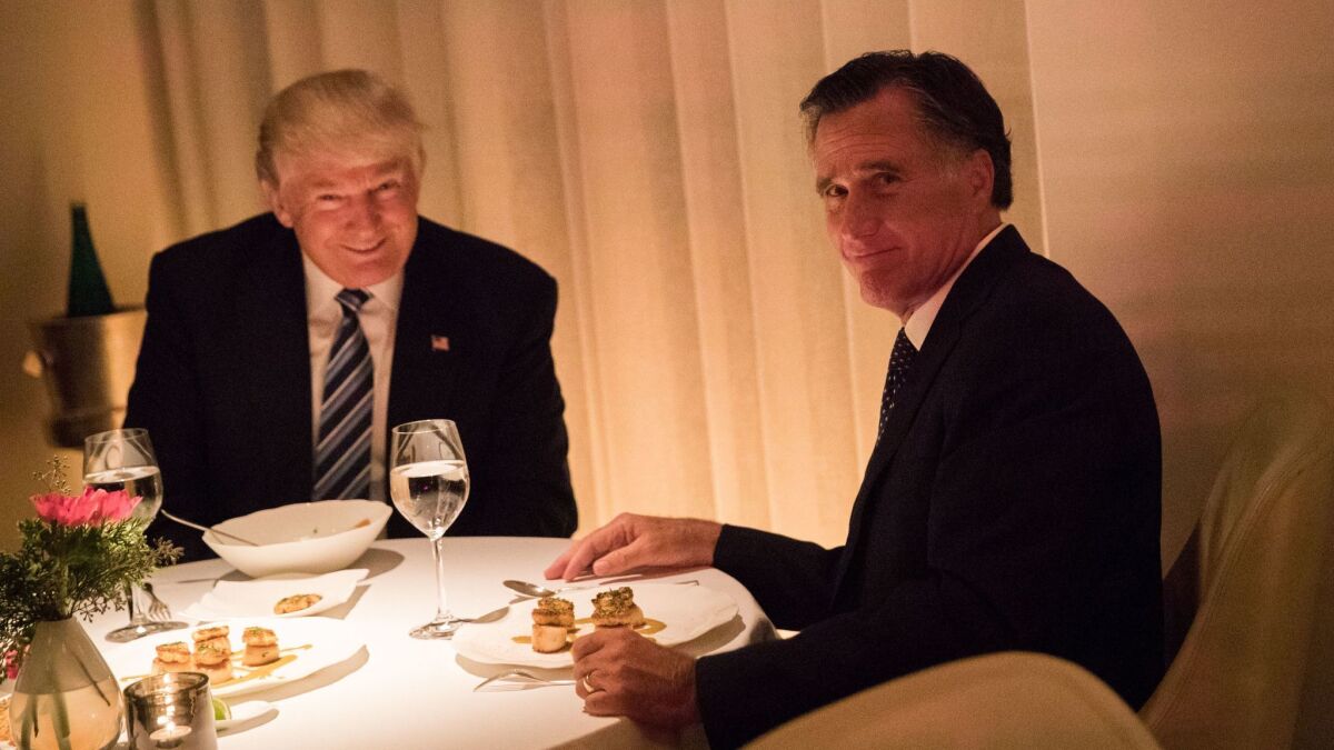 President Trump considered Mitt Romney for secretary of State -- or appeared to -- summoning him for a postelection dinner interview in Manhattan.