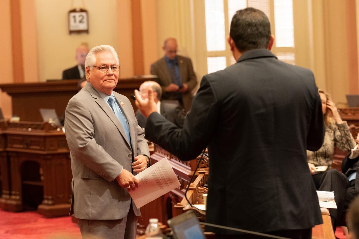 Sen. Bob Archuleta (D-Pico Rivera) discusses legislation during Senate floor debate at the state Capitol in 2019.