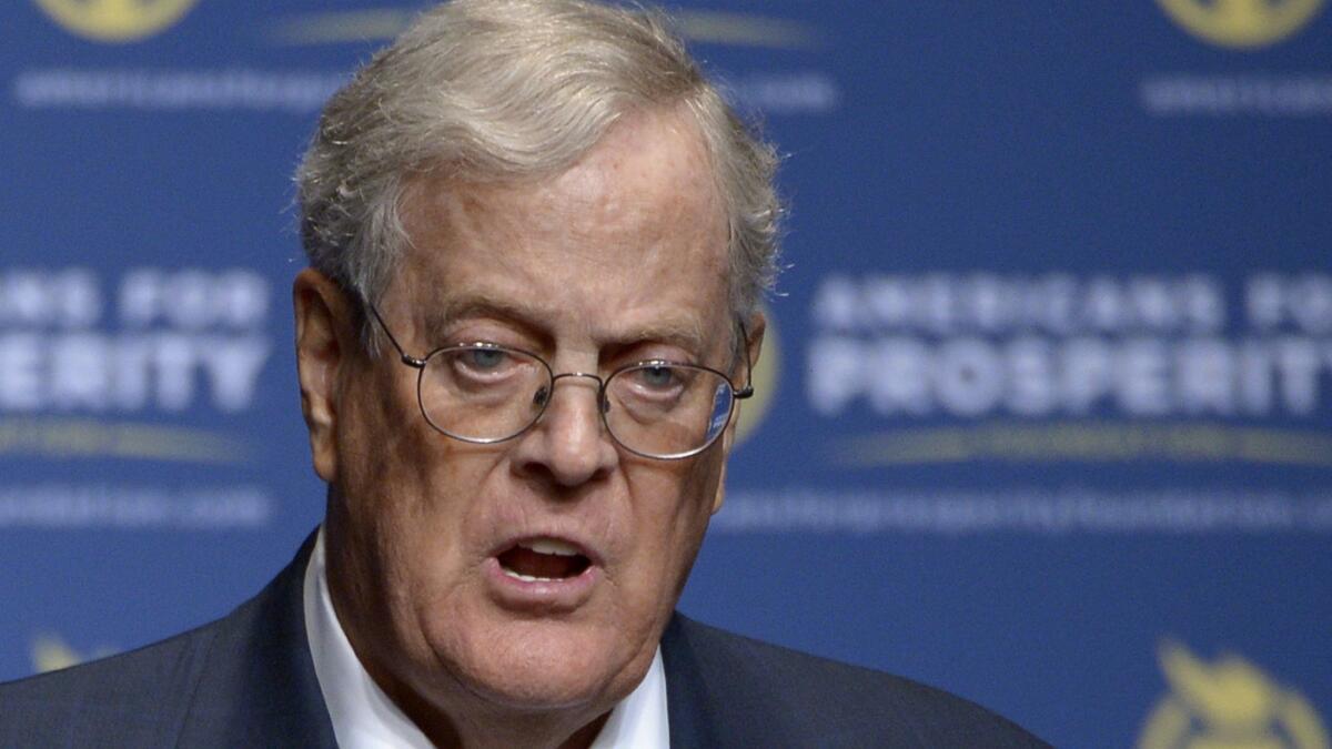 Americans for Prosperity Foundation Chairman David Koch, shown in 2013, is stepping down from the Koch brothers' network of business and political activities.