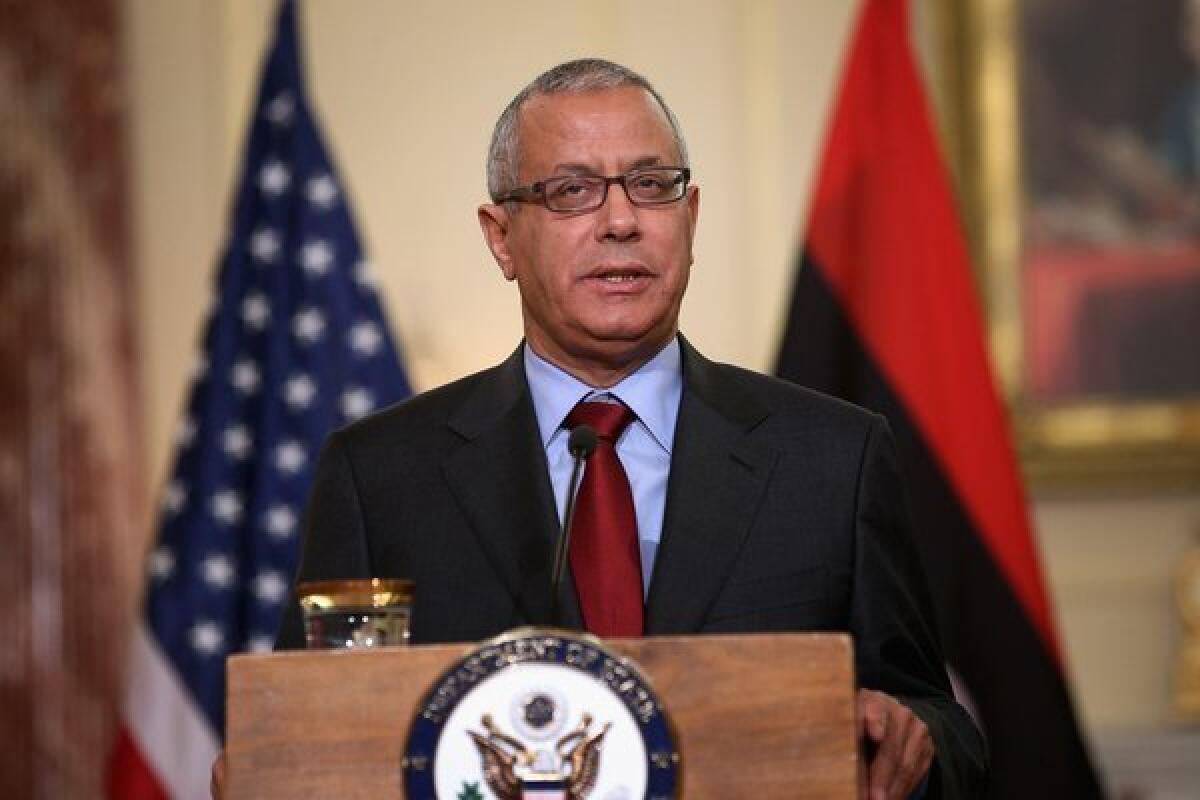 Libyan Prime Minister Ali Zidan, shown in March, was seized by armed men in Tripoli, the capital, news reports said Thursday.