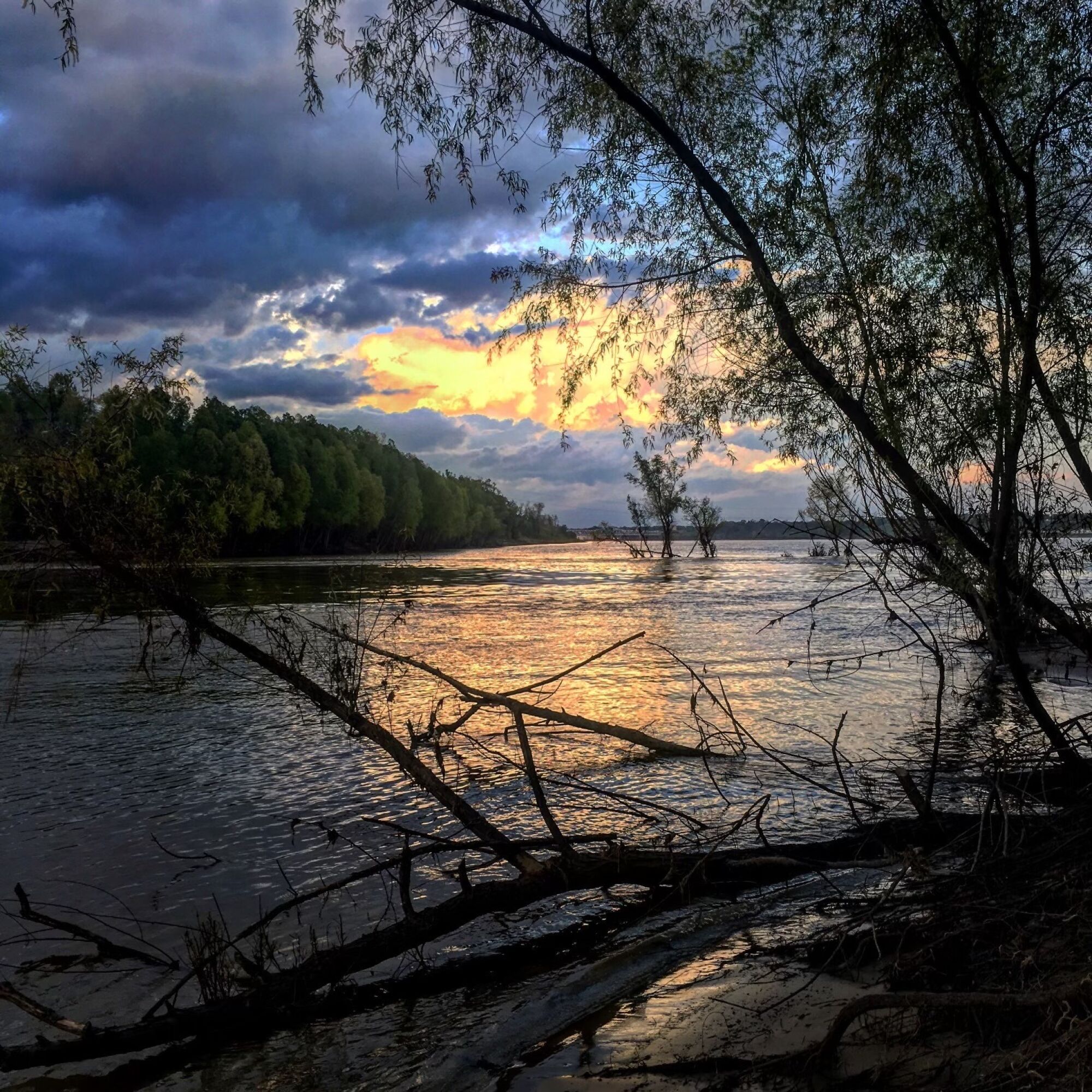 A view of the Mississippi River near Vicksburg, Miss., as the sun goes down during the inaugural river trip in 2017. 