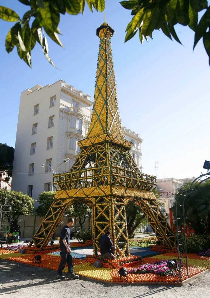 A display depicting the Eiffel Tower in Paris.