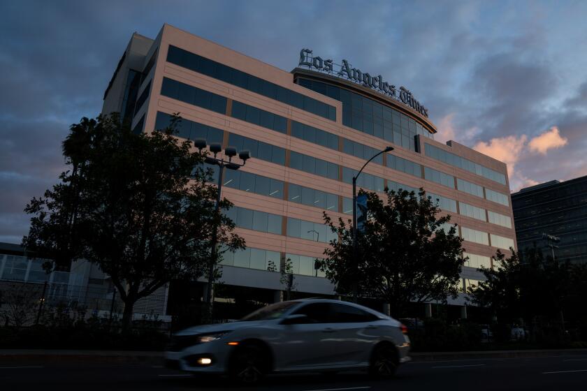 EL SEGUNDO, CA - APRIL 17: The Los Angeles Times building and newsroom along Imperial Highway on Friday, April 17, 2020 in El Segundo, CA. (Kent Nishimura / Los Angeles Times)