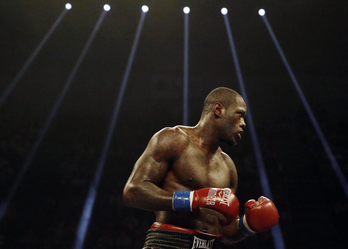 Deontay Wilder warms up in the ring before fighting Eric Molina in Birmingham, Ala., in June.