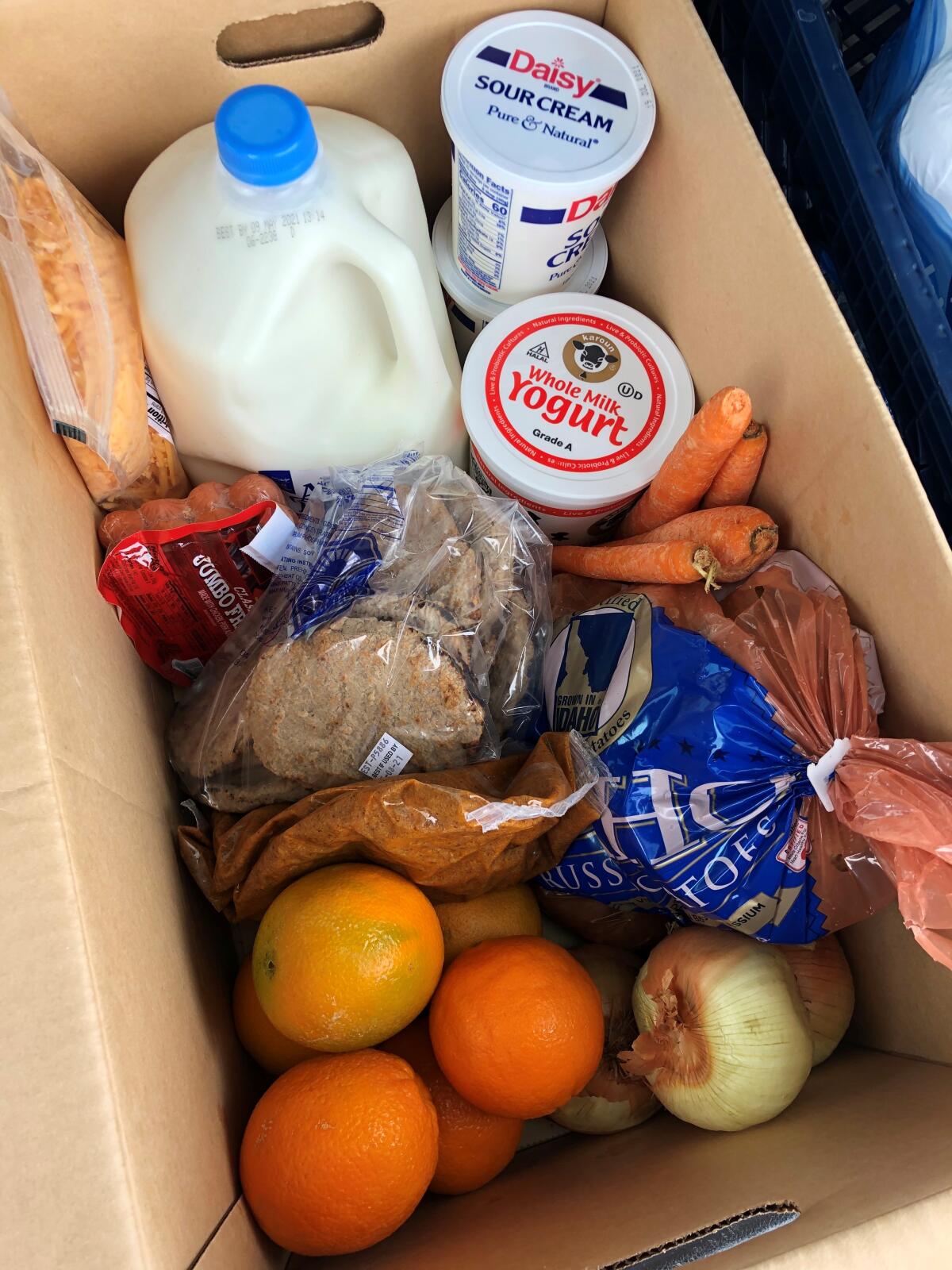 A sample of perishable food goods handed out during the pandemic at several food giveaways held at the Costa Mesa IKEA store.