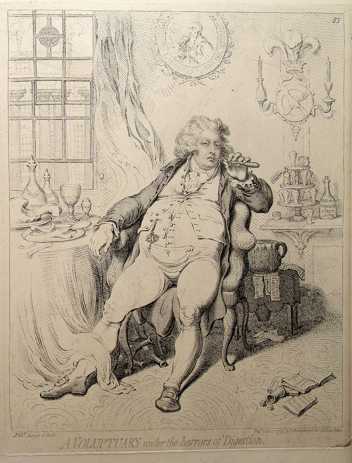 James Gillray's "A Voluptuary Under the Horrors of Digestion," 1793 (printed 1851, Bohn edition), etching