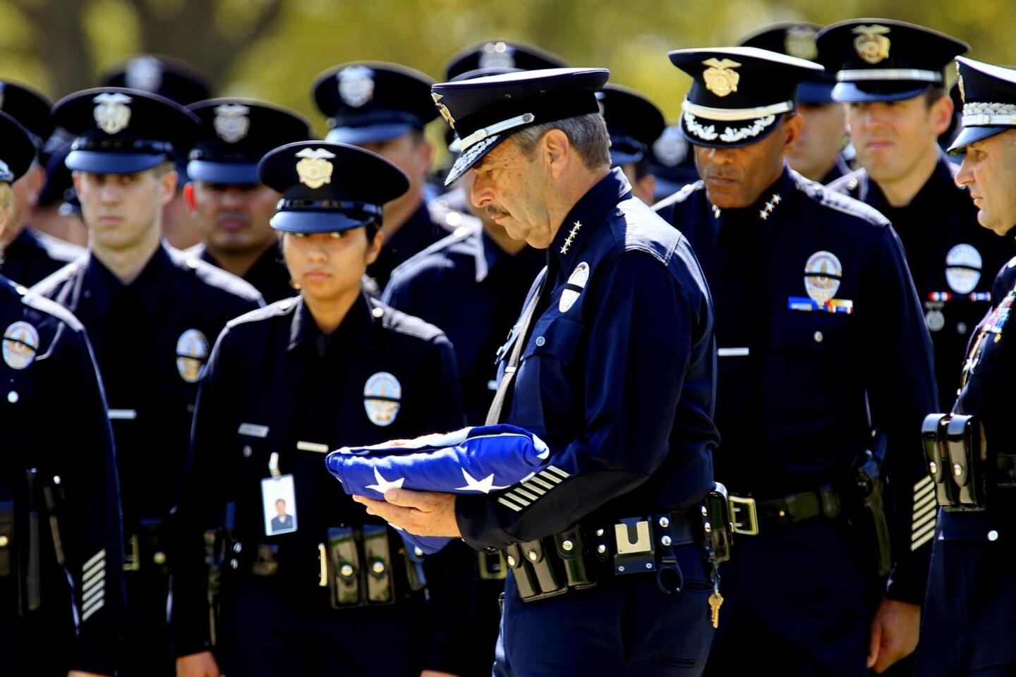 Police Chief Charlie Beck with American flag