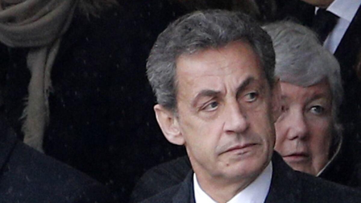 Former French President Nicolas Sarkozy attending the funeral police officer in Paris on Wednesday.