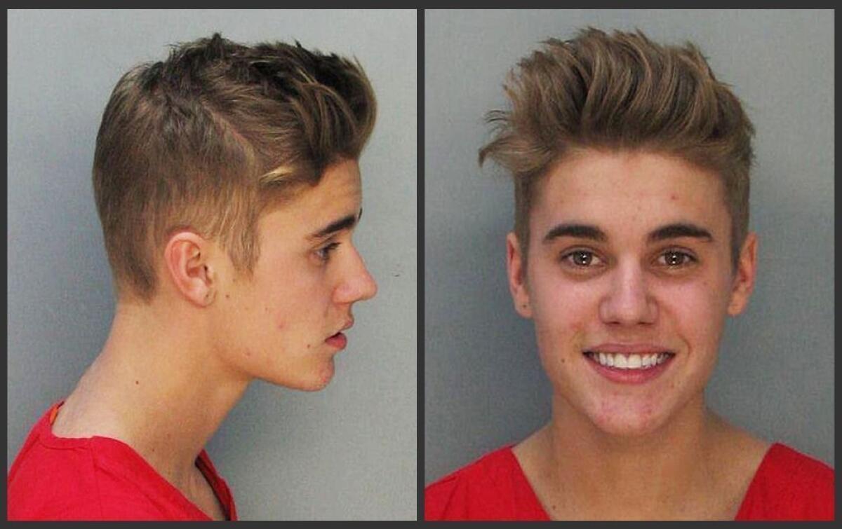 Justin Bieber's mug shots after he was arrested in Florida on charges that included driving under the influence.