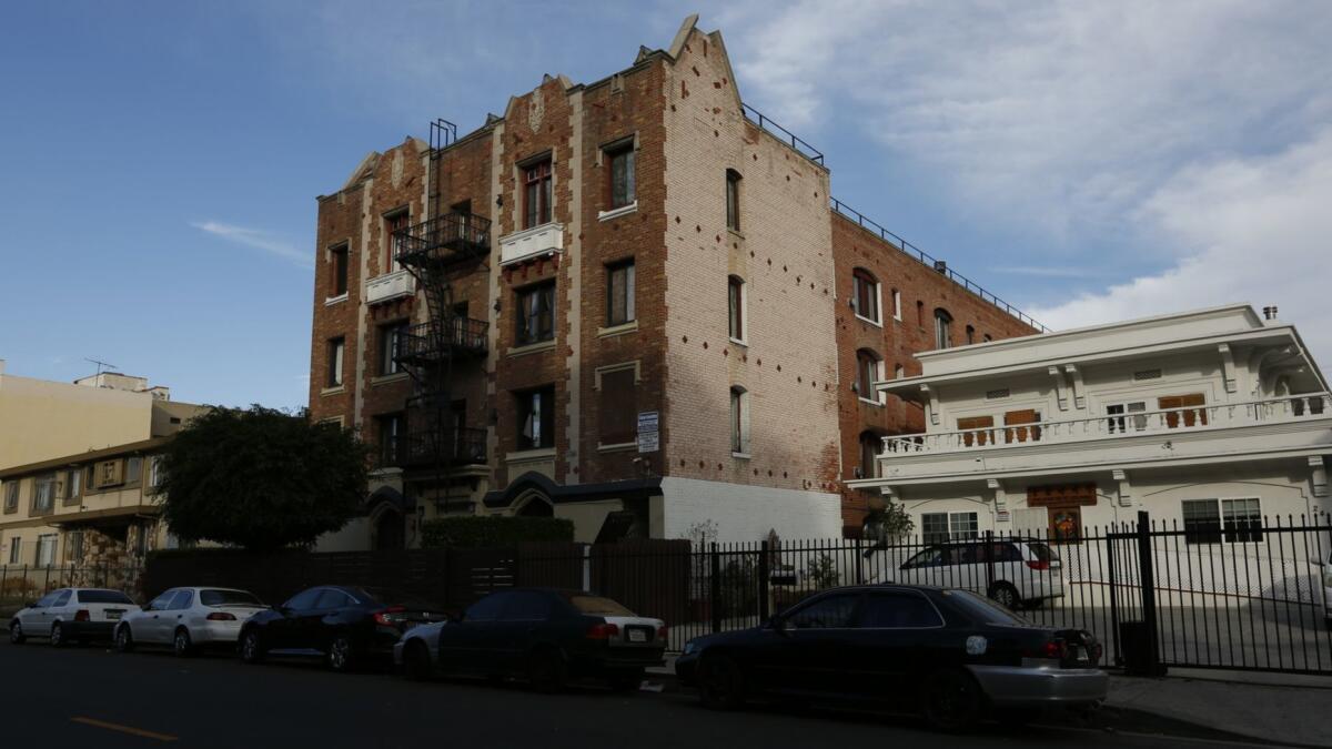 This is one of the five Koreatown apartment buildings cited in a 2016 lawsuit filed on behalf of 15 tenants who alleged that Latinos and residents with mental disabilities were pressured to move out so the owners could charge higher rents.