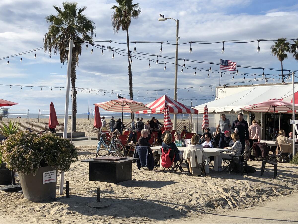 Perry Cafe, a hangout right on the sand in Santa Monica.