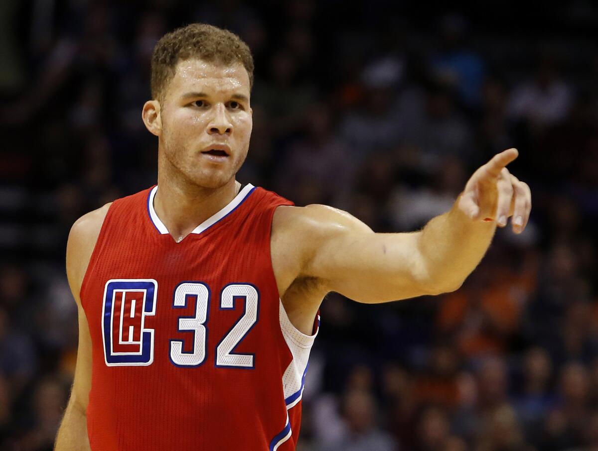 Clippers forward Blake Griffin gestures during a Nov. 12 game against the Suns in Phoenix.