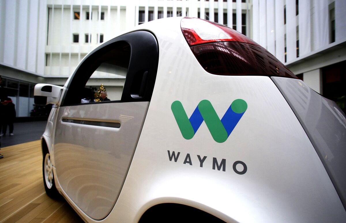 A driverless car made by Waymo.