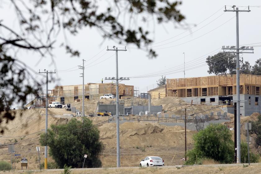 LOS ANGELES, CA - SEPTEMBER 08: A 49-unit project for homeless and disabled veterans under construction in Lake View Terrace has hit a construction cost of $739,000 a unit. Homeless housing construction costs average $531,000 a unit with a high of $746,000 a unit up from original projections of $350,000 a unit. Photographed at Lake View Terrace on Tuesday, Sept. 8, 2020 in Los Angeles, CA. (Myung J. Chun / Los Angeles Times)