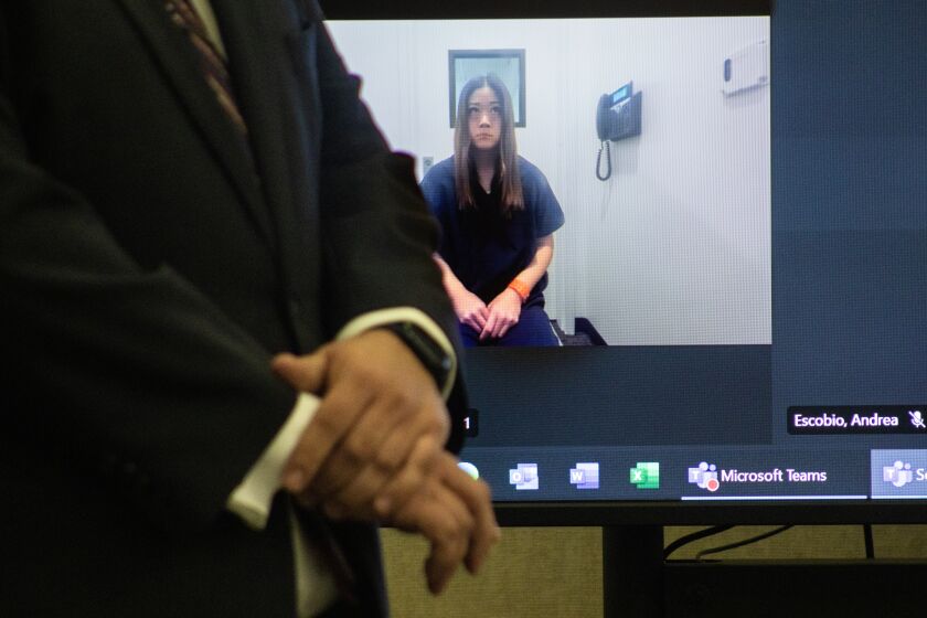 Chula Vista, CA - March 13: Jacqueline Ma attends her arraignment hearing virtually at the Chula Vista Supreme Court on Monday, March 13 in Chula Vista, CA. She told the judge that she waives her right to attend in-person.