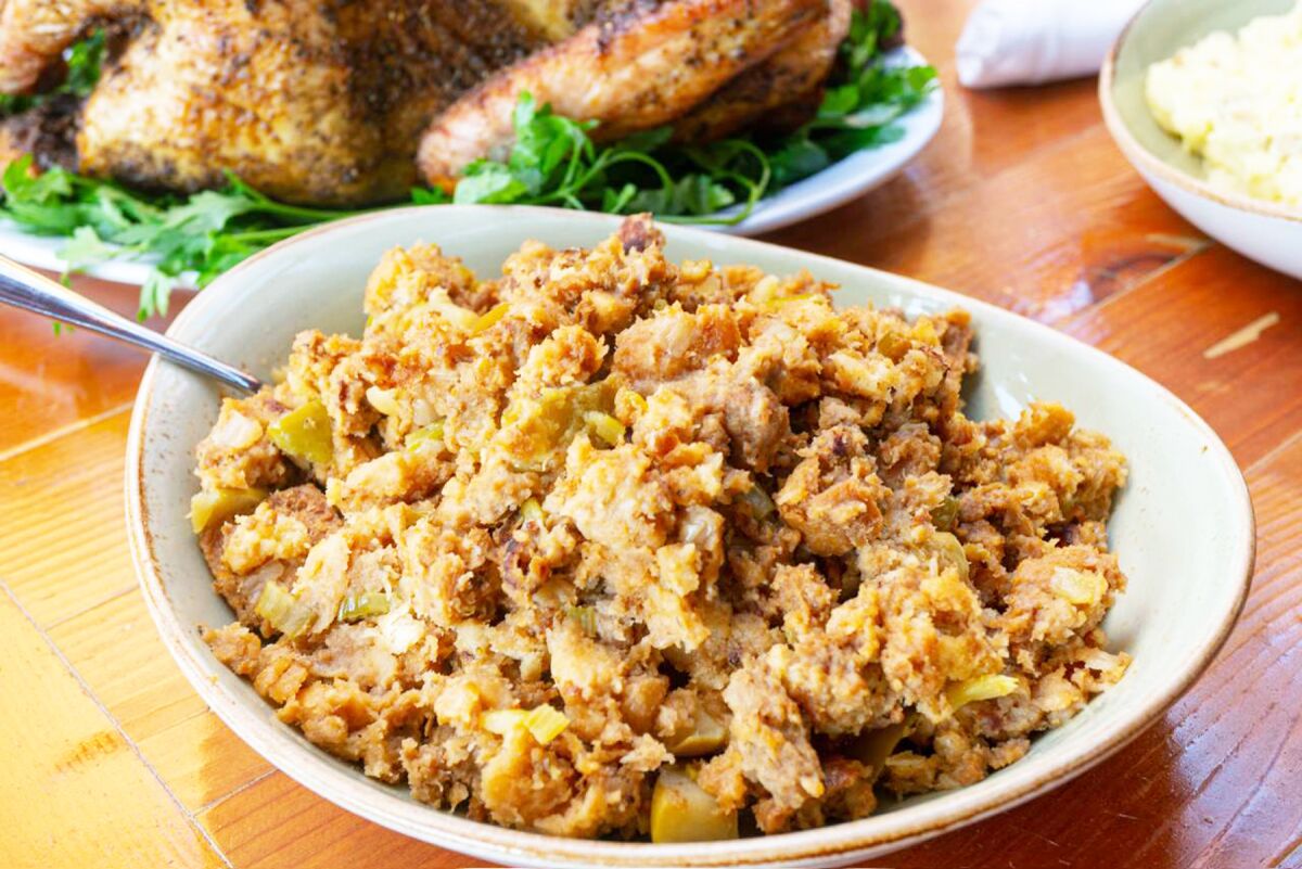 Persimmons apple sausage stuffing is among special dishes available for the holidays at Pacific Beach AleHouse.