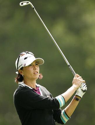 Stacy Prammanasudh hits her second shot on the 16th hole during the second round of the Wegmans LPGA at Locust Hill Country Club on June 20, 2008 in Rochester, NY.