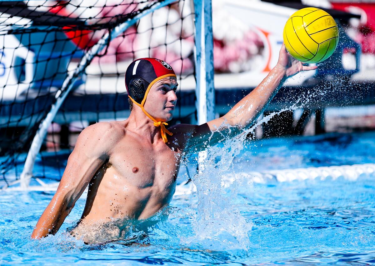 Harvard-Westlake 6-foot-6 goalie Baxter Chelsom is one of the top returning players for the water polo team.