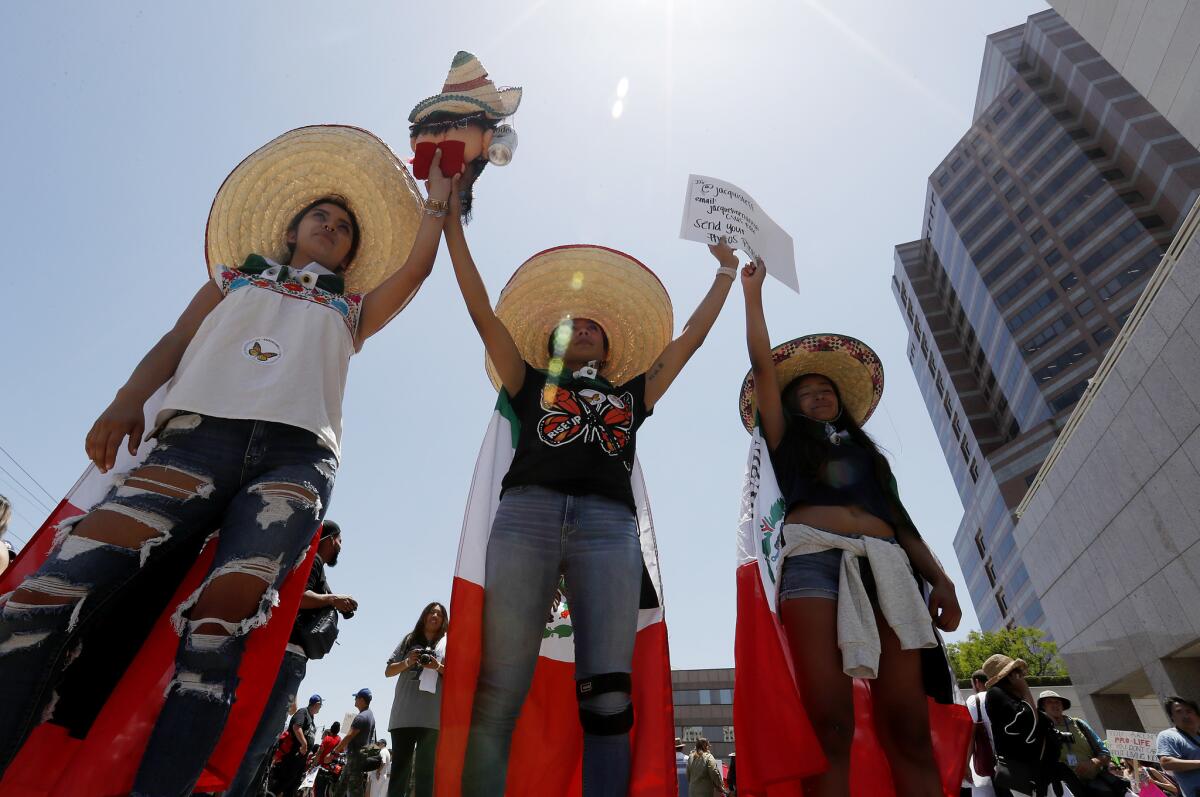 LOS ANGELES: Immigrants rights demonstrators gather outside the ICE detention facility.