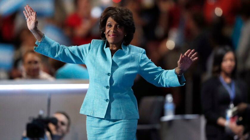 U.S. Rep. Maxine Waters takes the stage in July 2016 to speak during the third day of the Democratic National Convention in Philadelphia.