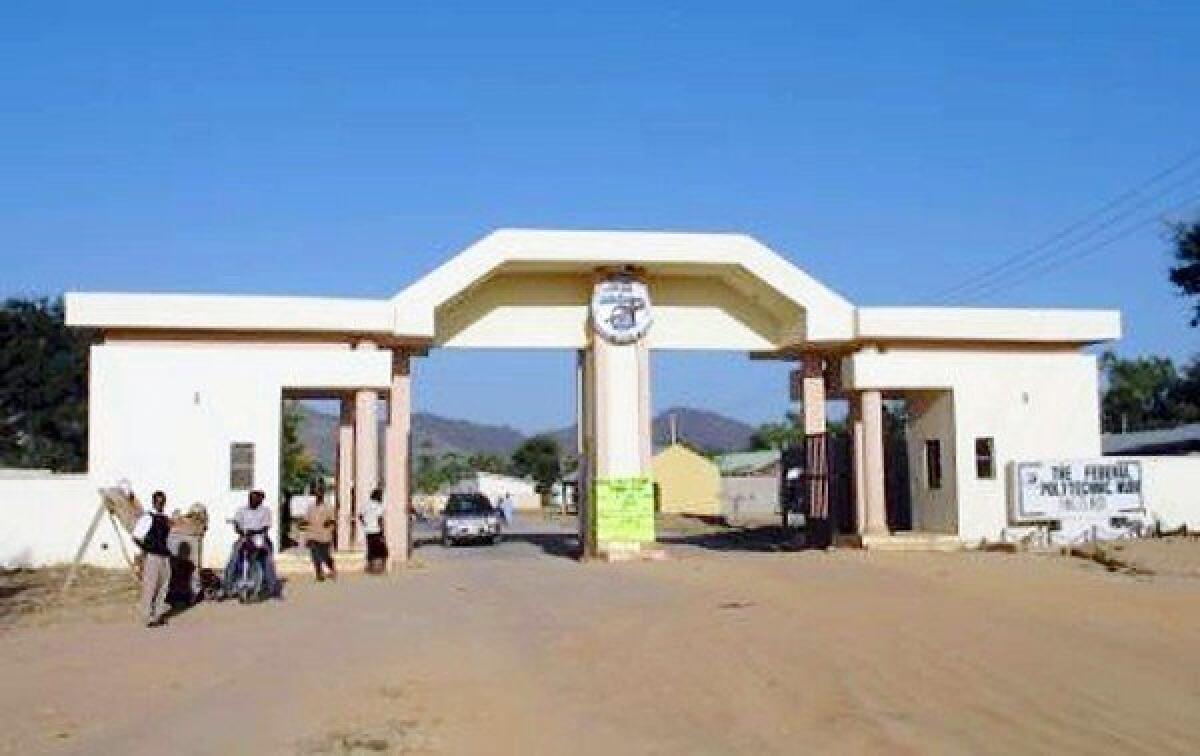 The entrance of the Federal Polytechnic campus in Mubi, Nigeria, where assailants killed 25 people at a dormitory.