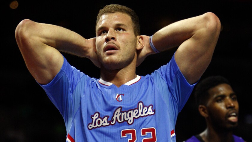 Clippers power forward Blake Griffin looks on during a game against the Sacramento Kings on Nov. 2.