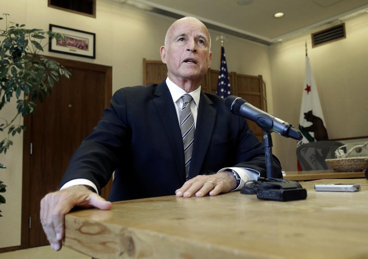 Gov. Jerry Brown, pictured here in the Capitol the day after winning reelection in November, was sworn in for his fourth term on Monday in Sacramento.