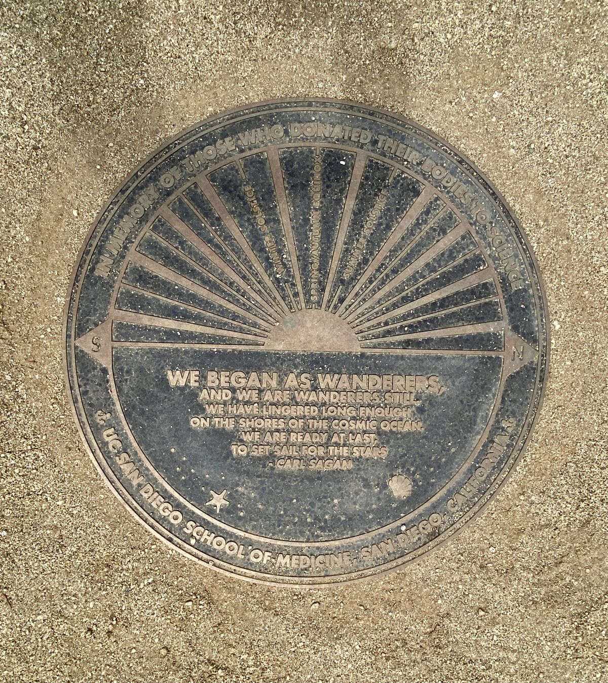 This plaque on the ground at the memorial site will be illuminated by the sun as it shines through the slots in the rocks.