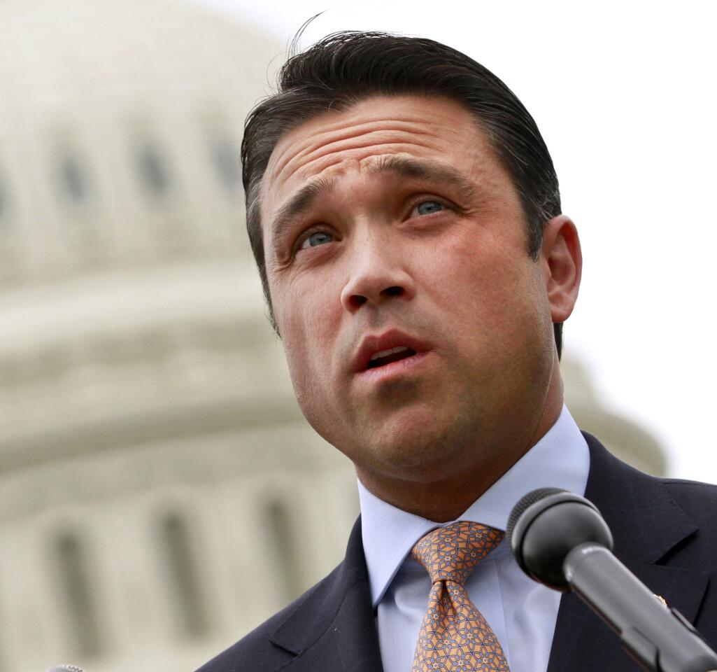 Rep. Michael Grimm (R-N.Y.) threatened to throw a TV reporter off a balcony after a post-State of the Union interview in January. The reporter had asked Grimm about alleged campaign-finance violations. "I'll break you in half," the Staten Island congressman told the reporter.