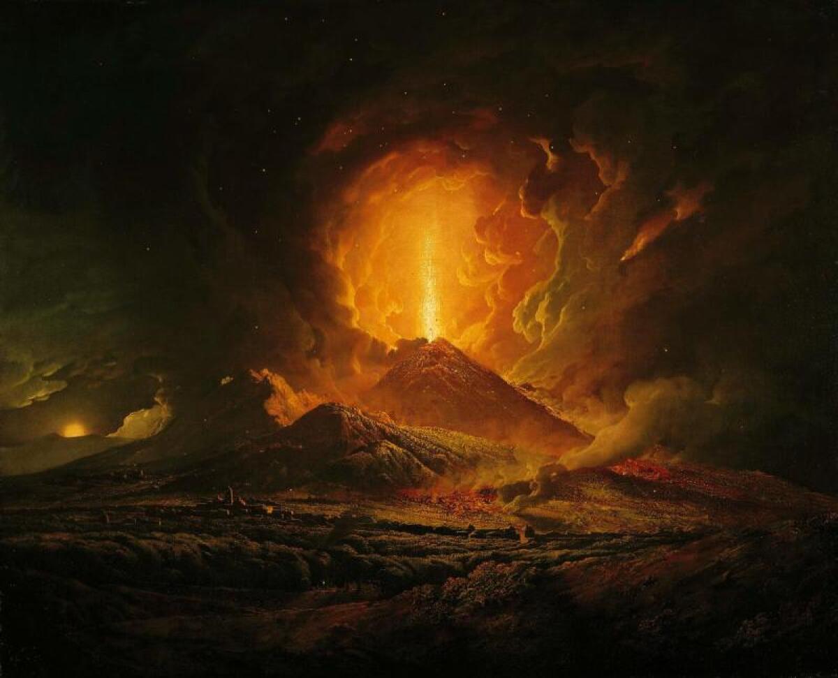 Joseph Wright of Derby's oil painting of a volcano erupting