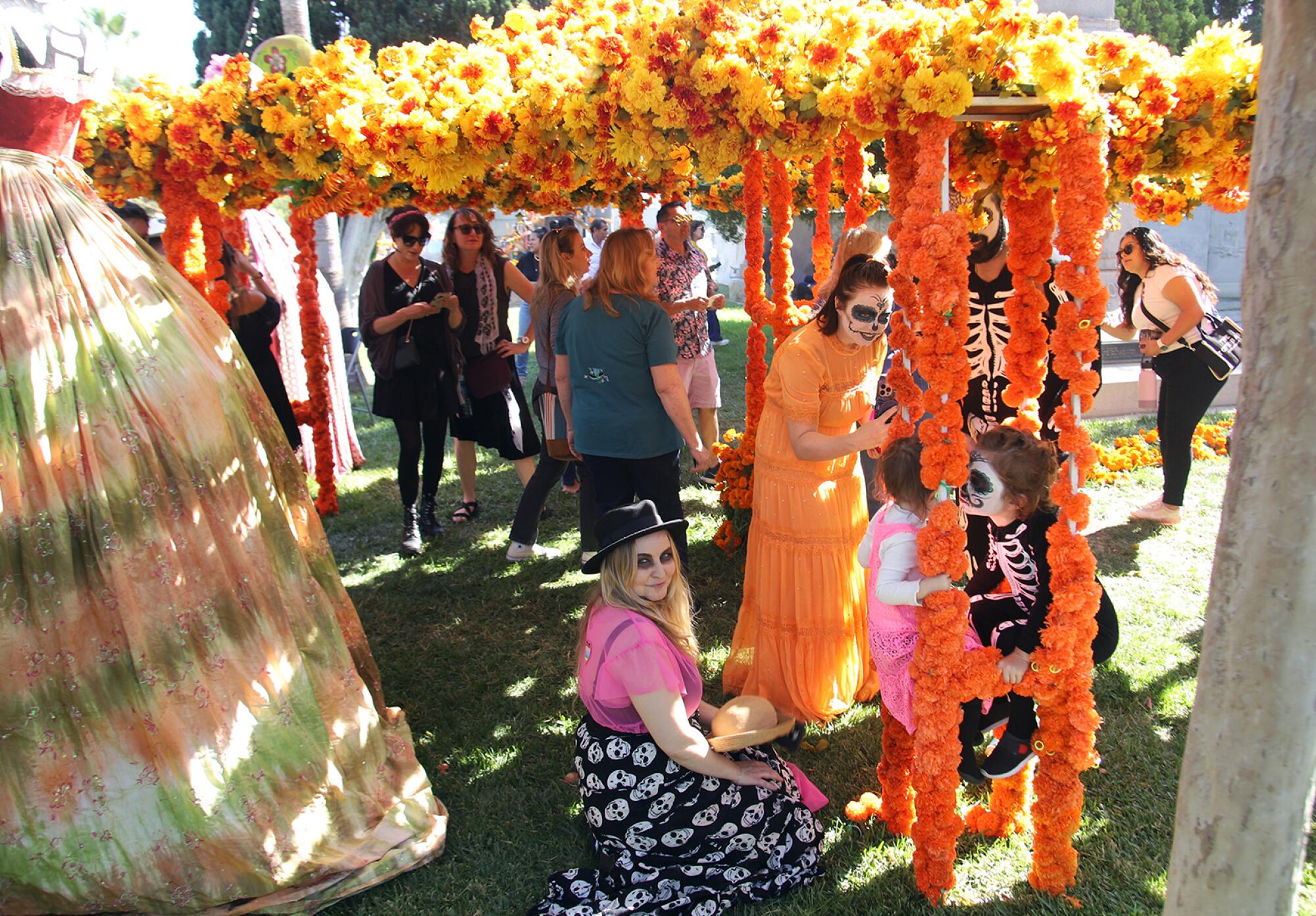 A family visiting an altar