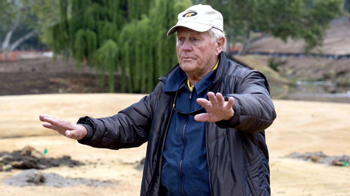 Jack Nicklaus, designer of the Sherwood Country Club golf course, discusses renovations last May.