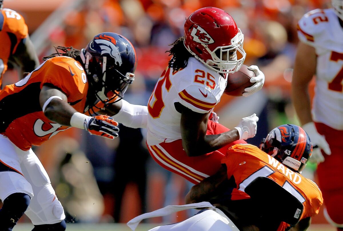 Jamaal Charles is one of many NFL running backs that have been brought down by injury this season.