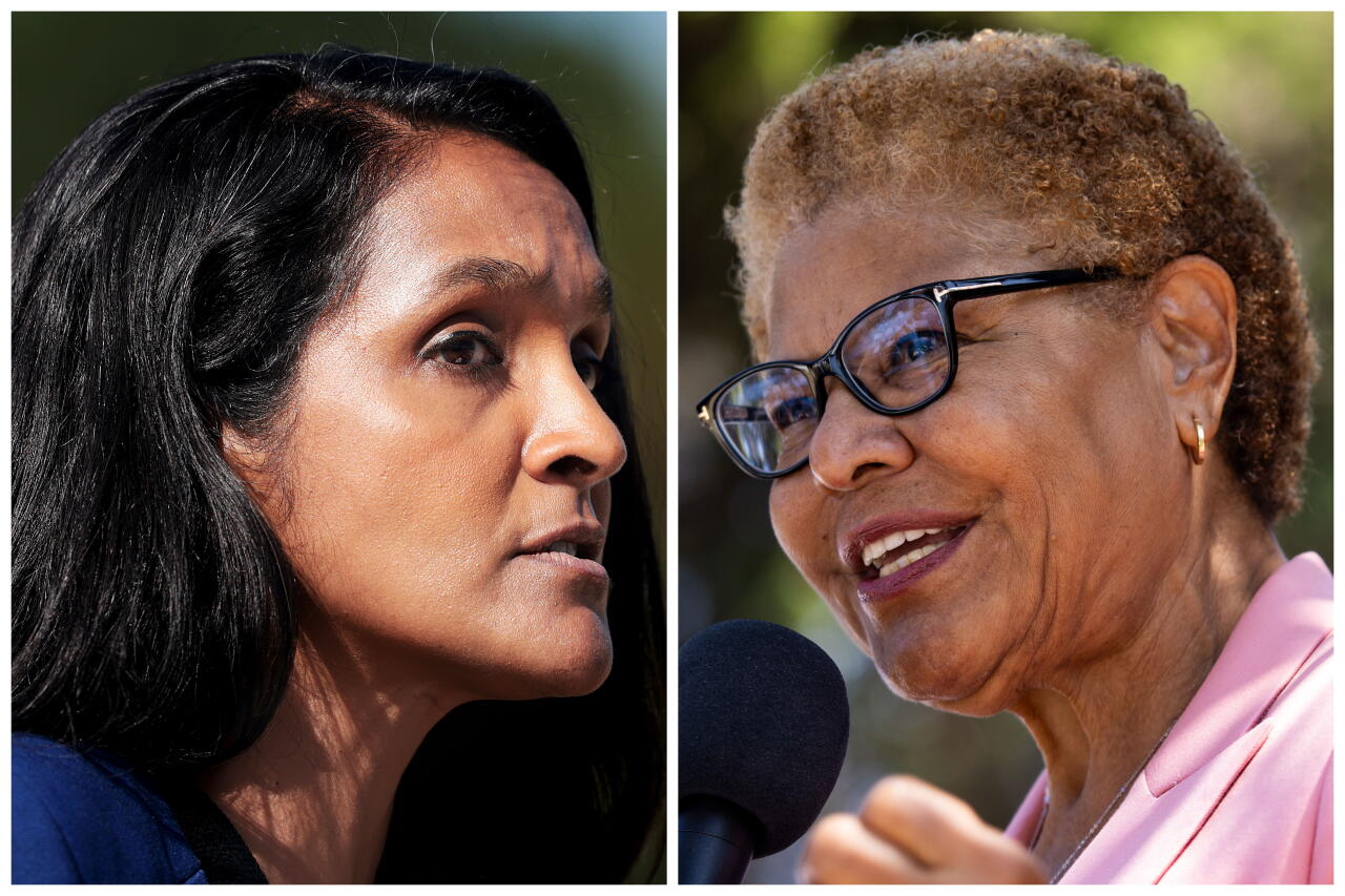 Councilmember Nithya Raman and Los Angeles Mayor Karen Bass.