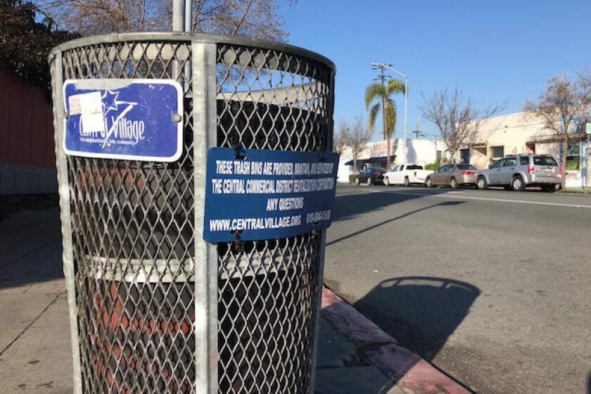 The Central Commerical Maintenance Assessment District provides trash cans and maintenance to the sidewalks and streets in the neighborhoods of Logan Heights, Sherman Heights, Grant Hill and Stockton.