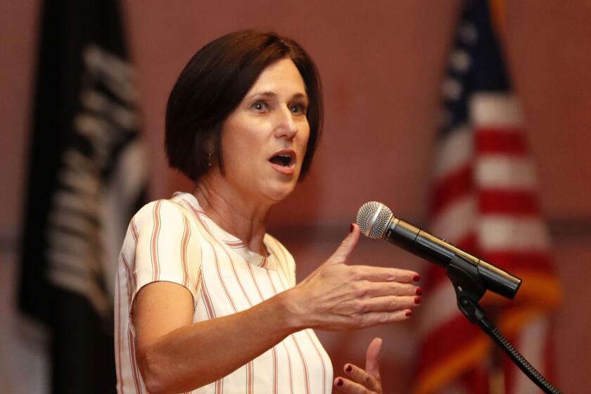 YORBA LINDA, CALIF. -- FRIDAY, SEPT. 29, 2017: Rep. Mimi Walters, who represents California's 45th District, speaks at the College Republican Leadership retreat at the Richard Nixon Library in Yorba Linda Saturday, Sept. 30, 2017. (Allen J. Schaben / Los Angeles Times)