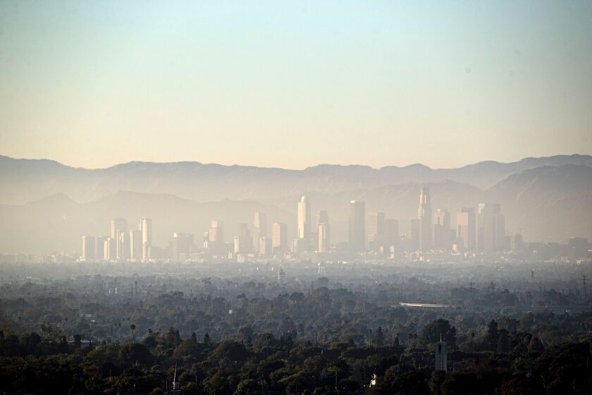 Smog over the Los Angeles skyline