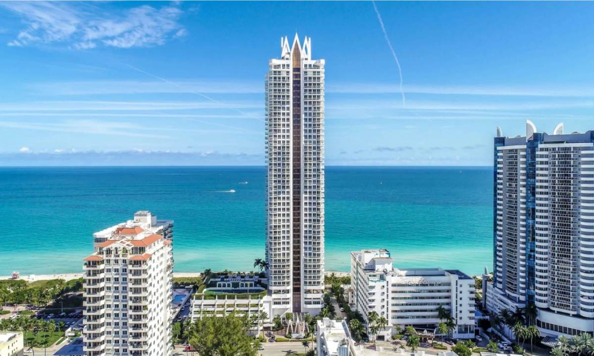 A view of the 47-story Akoya, center, in Miami Beach.
