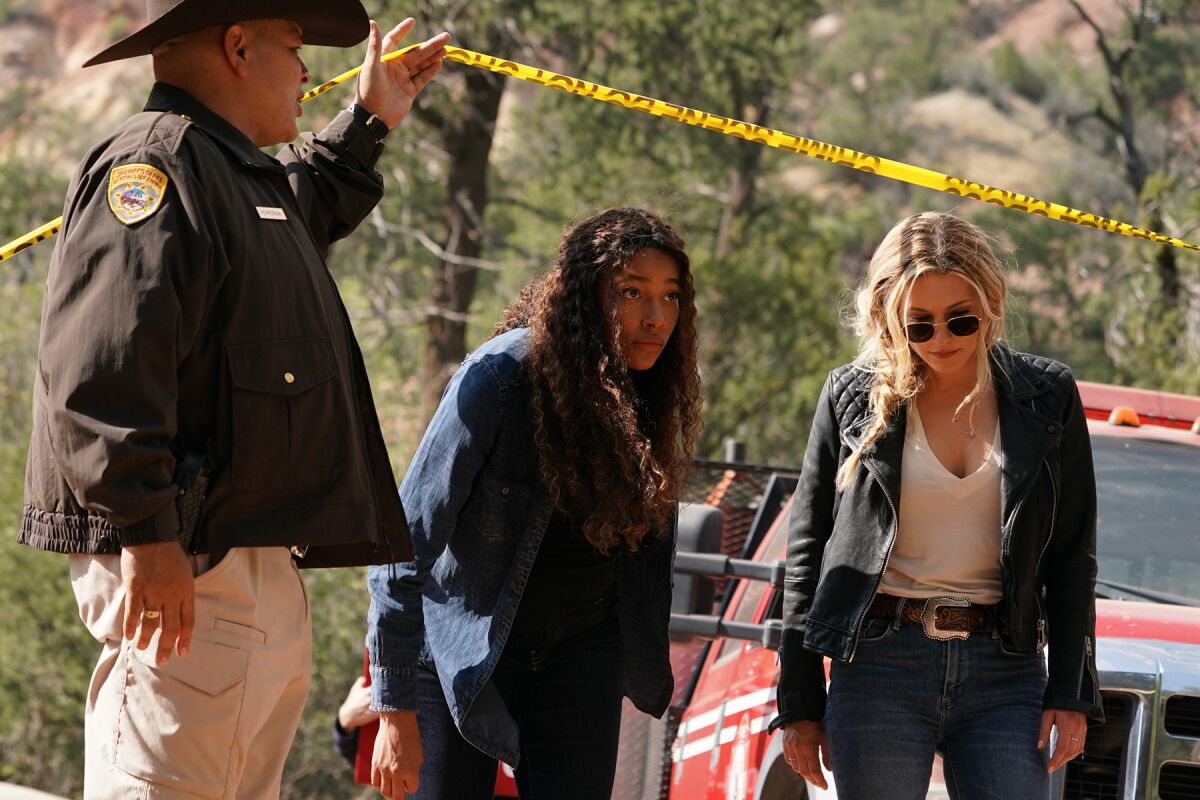 Two women cross a police line in "Big Sky" on ABC.