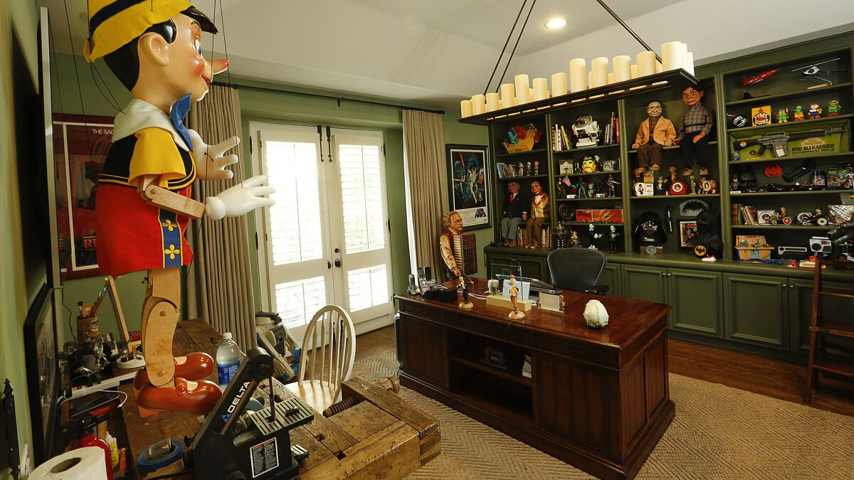 The comedian-ventriloquist's office at his home in Hidden Hills is full of toys that are there to inspire him.