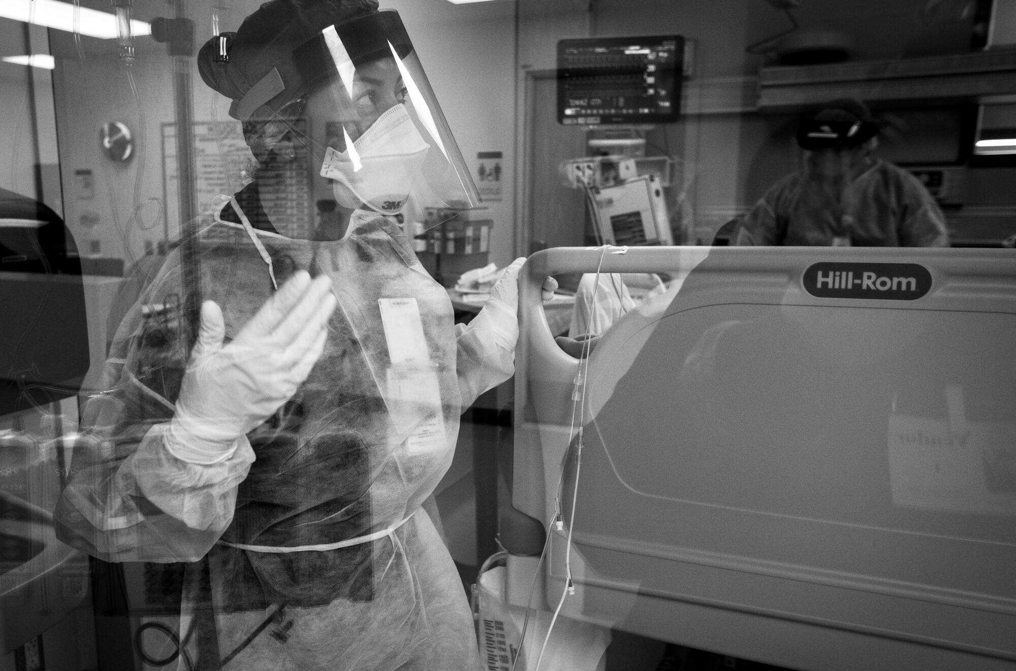 Registered nurse Griselda Llanos works in the intensive care unit at MLK Community Hospital, which she says is exhausting.