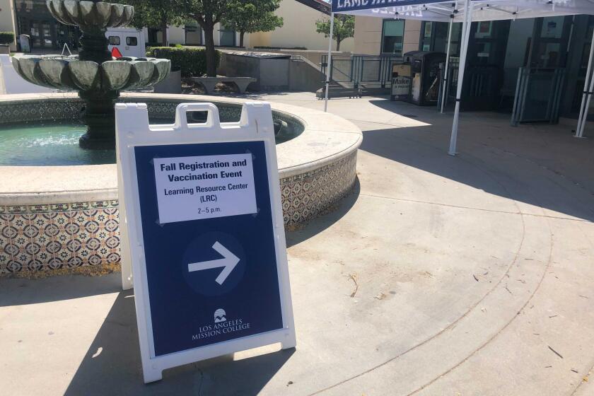 Los Angeles Mission College offered cash incentives for students who agreed to be vaccinated on July 21, 2020.