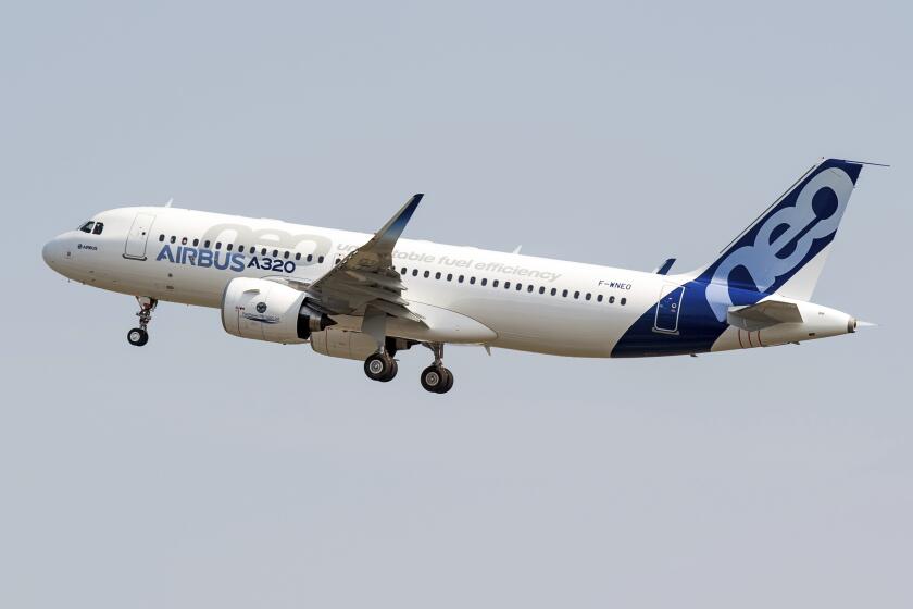 FILE - The new Airbus A320neo takes off for its first test flight at Toulouse-Blagnac airport, southwestern France, Thursday, Sept. 25, 2014. Saudi Arabia's national airline said Monday, May 20, 2024, that it ordered more than 100 new Airbus jets, a reflection of the kingdom's ambitious drive to lure more tourists. (AP Photo/Frederic Lancelot, File)