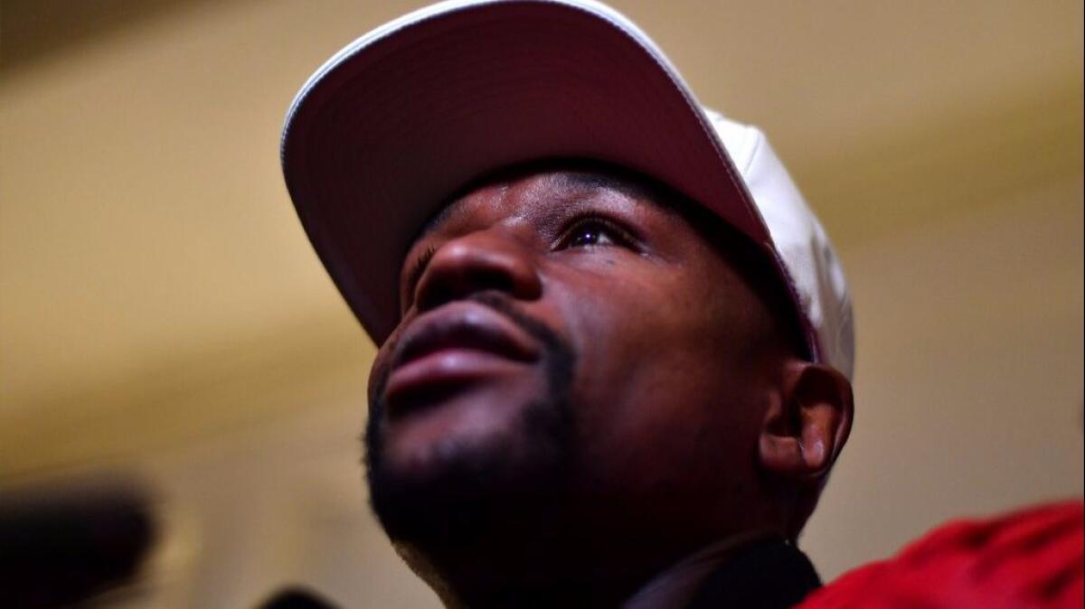 Floyd Mayweather Jr. speaks a a news conference in London on March 7.