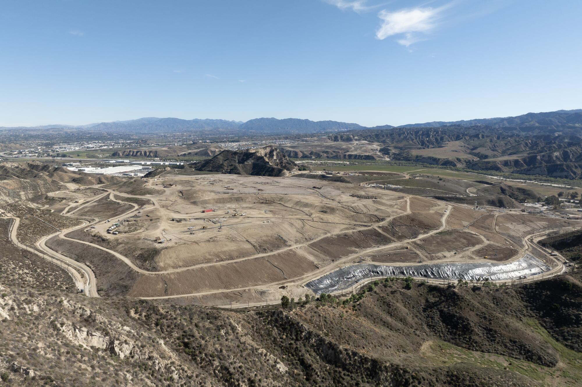 An aerial view of  Chiquita Canyon Landfill in Castaic.