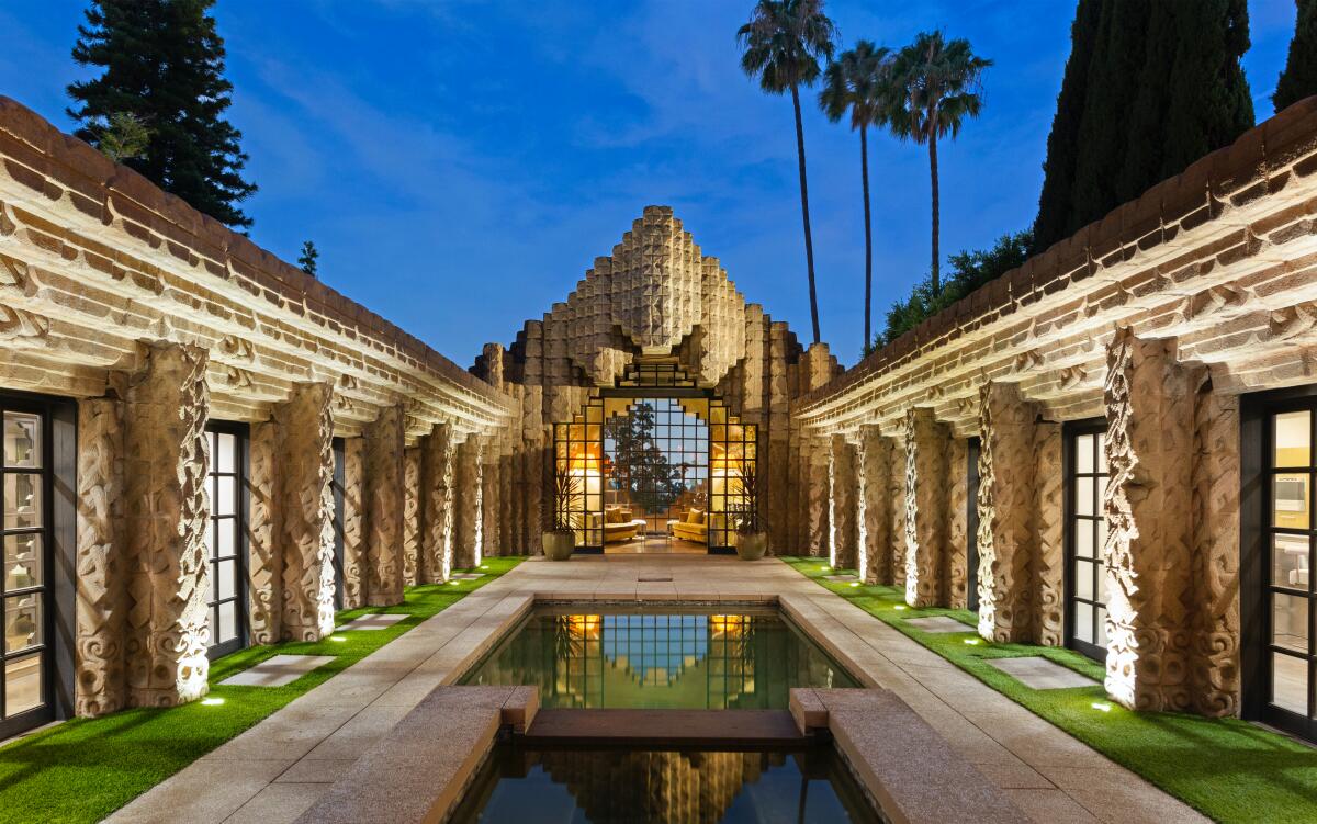 The neo-Mayan-style showplace known as the John Sowden House has sold for $6.16 million in Los Feliz.
