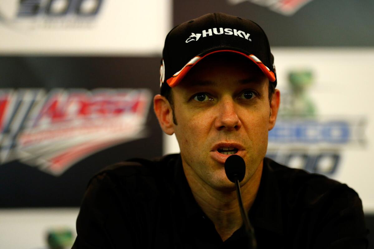 Matt Kenseth speaks to the media Friday prior to practice for the NASCAR Sprint Cup Series race Sunday at Talladega Superspeedway in Alabama.