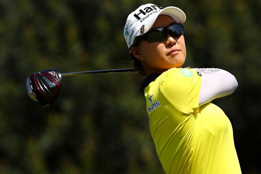 LOS ANGELES, CALIFORNIA - APRIL 26: Minjee Lee of Australia plays her shot from the sixth tee during round two of the HUGEL-AIR PREMIA LA Open at Wilshire Country Club on April 26, 2019 in Los Angeles, California. (Photo by Yong Teck Lim/Getty Images) ** OUTS - ELSENT, FPG, CM - OUTS * NM, PH, VA if sourced by CT, LA or MoD **